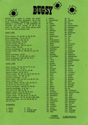 Bugsy (hint sheet only) (CRL) (ZX Spectrum) (Contains Hint Sheet)