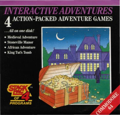 Interactive Adventures (Medieval Adventure/Stoneville Manor/African Adventure/King Tut's Tomb) (Sharedata) (C64)