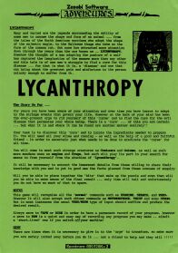 Lycanthropy (ZX Spectrum) (missing tape) (Contains Hint Sheet)