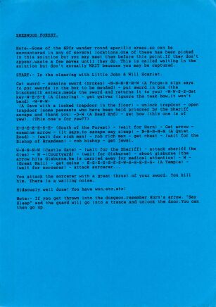Sherwood Forest (hint sheet only) (ZX Spectrum) (Contains Hint Sheet)