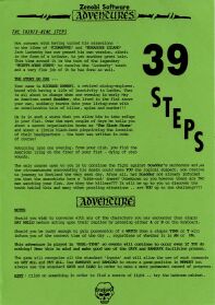39 Steps (ZX Spectrum) (missing tape) (Contains Hint Sheet)