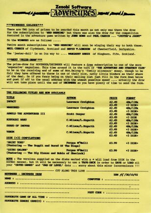 Zenobi Newsletter Oct. 30, 1992