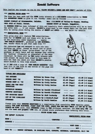 Zenobi Newsletter Feb. 21, 1993