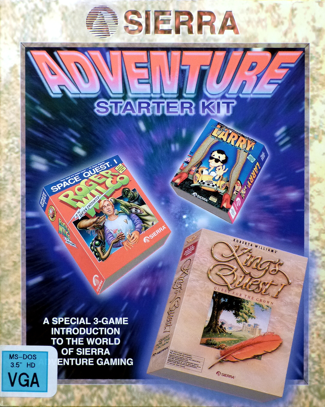 Sierra Adventure Starter Kit: Leisure Suit Larry in the Land of the Lounge Lizards, Space Quest I: The Sarien Encounter, King's Quest I: Quest for the Crown