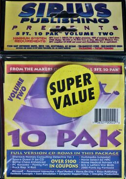 5 Ft. 10 Pak Volume 2: 2000 Fonts, Battle Chess Enhanced, Multimedia Jumpstart, PC Karaoke - Family Fun, Home Medical Advisor v3.0, Movie Select for MPC, Rock Rap 'N Roll, Sherlock Holmes Consulting Detective Vol. 1, Space Quest IV, Arts & Letters War Birds (Sirius Publishing) (IBM PC)