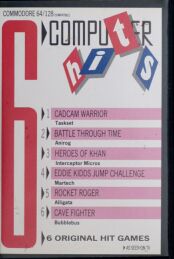 6 Computer Hits: Cadcam Warrior, Battle Through Time, Heroes of Khan, Eddie Kids Jump Challenge, Rocket Roger, Cave Fighter (Beau Jolly) (C64)