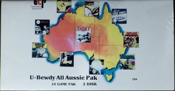 U-Bewdy All Aussie Pak (Calvin, Ollo I, Drak, Task F, Humanoids, Black Knight, African Safari, Uhg, Ollo II, Star Force) (ECP) (C64) (disk Version)