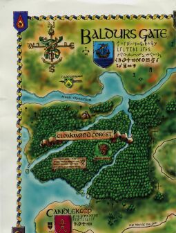 Baldur's Gate (map and reference card only) (IBM PC)