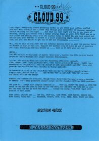 Cloud 99 (Marlin Games) (ZX Spectrum) (Contains Hint Sheet)