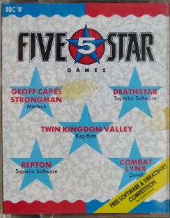 Five Star Games: Geoff Capes Strongman, Deathstar, Twin Kingdom Valley, Repton, Combat Lynx (Beau Jolly) (BBC Model B)