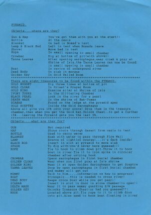 Pyramid (hint sheet only) (ZX Spectrum) (Contains Hint Sheet)