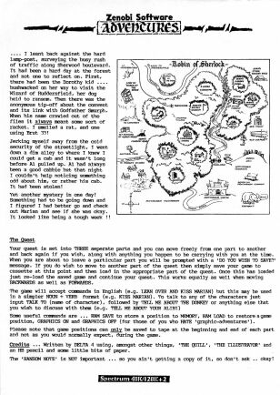 Robin of Sherlock (Silversoft) (ZX Spectrum) (missing tape)