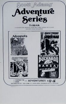 Adventure Series 13+ (includes Claymorgue, Buckaroo Banzai, Spiderman, Hulk) (Tex-Comp) (TI-99/4A)