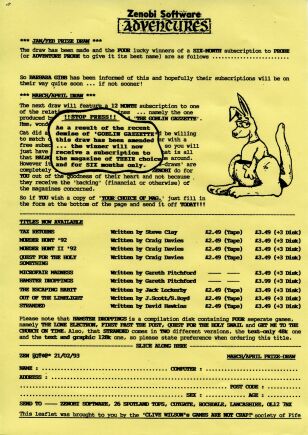 Zenobi Newsletter Feb. 21, 1993 (Revised)